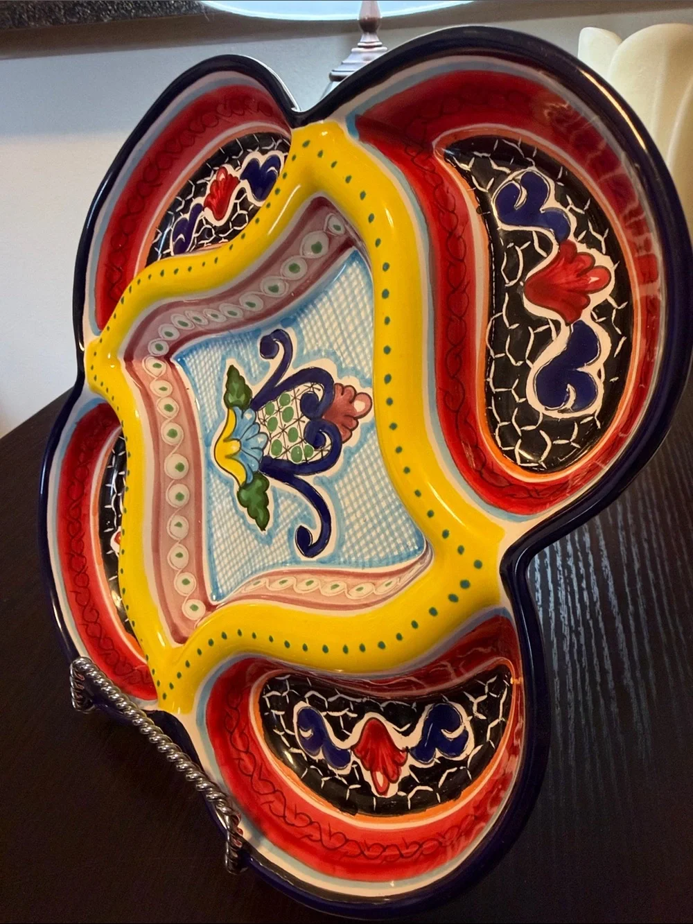 Hernandez Talavera Mexican Pottery, Divided Serving Dish.